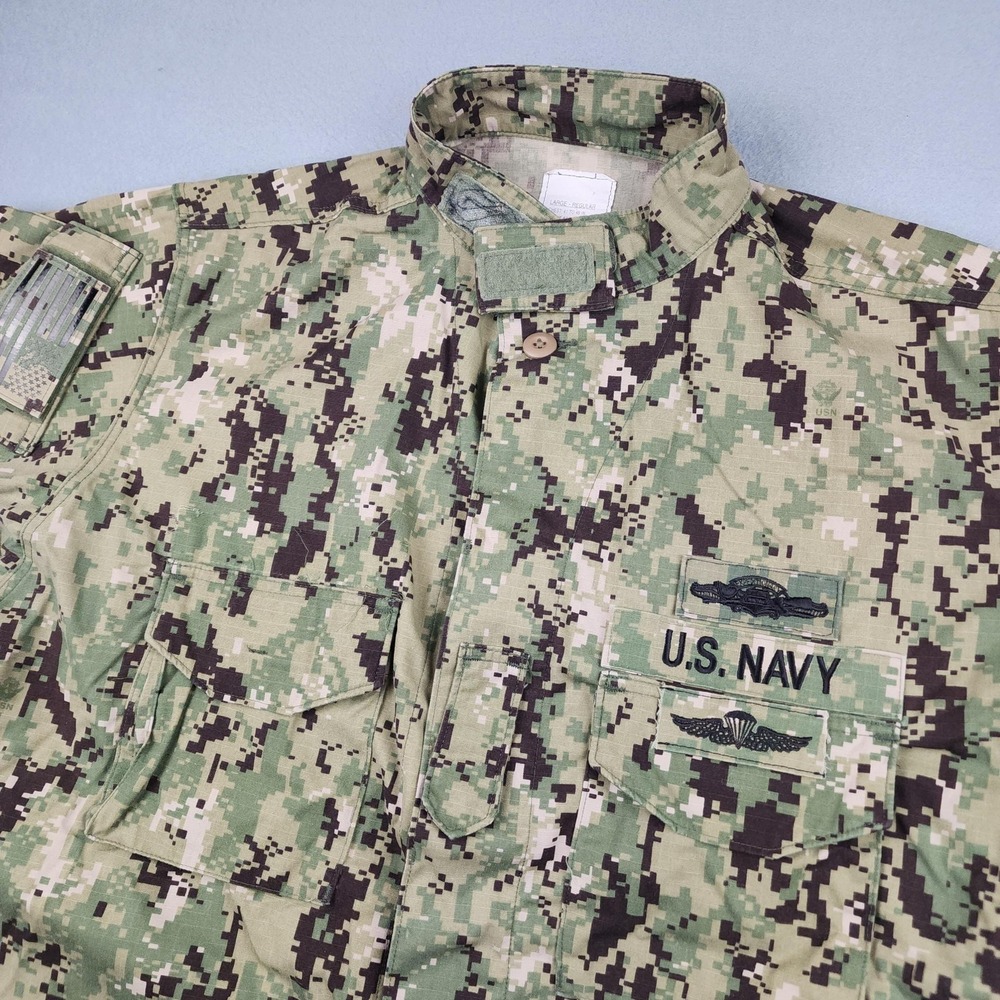 U.S Navy Blouse Large Reg Working Uniform Type III NWU Seals Military Camo READ
